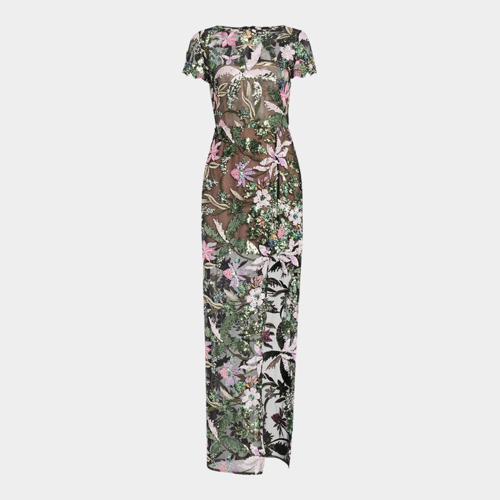NWOT Bronx And Banco Zinna Side-Slit Floral Sequin Gown, XS,S &M available - Picture 2 of 14